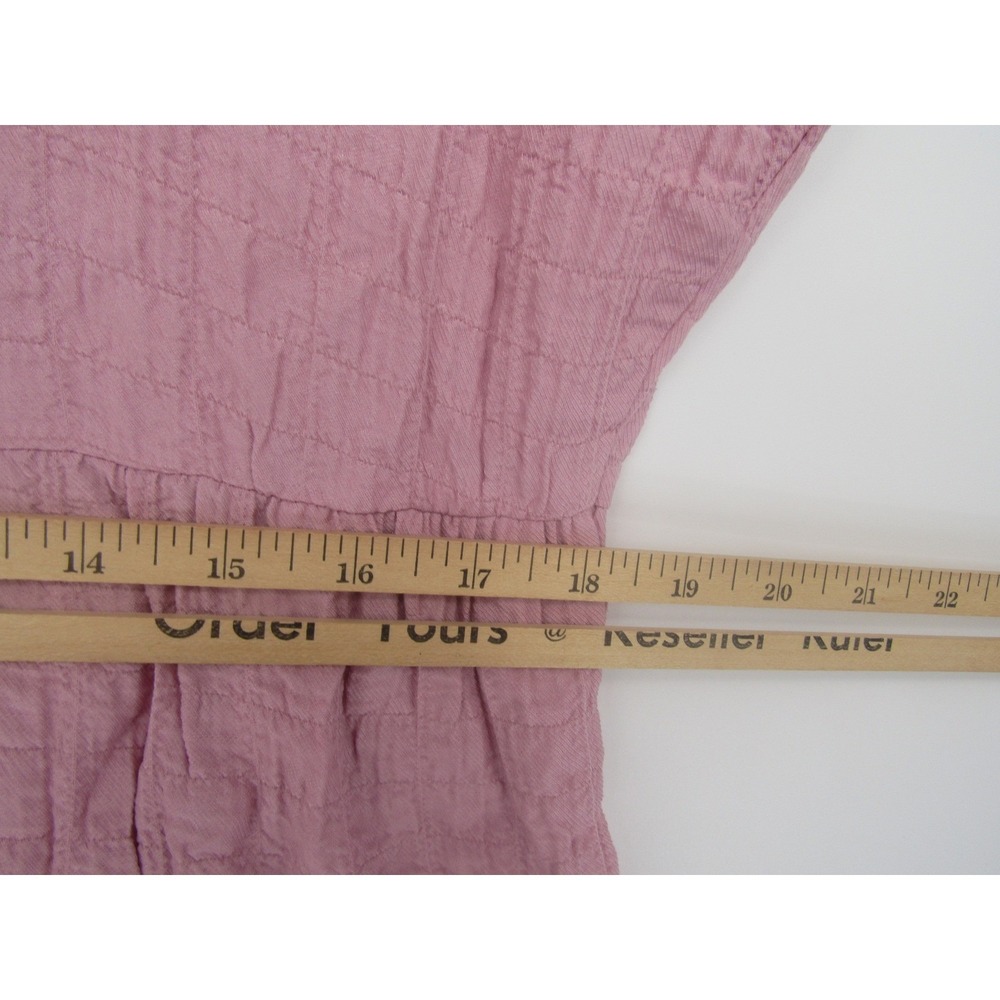 Pink Tiered Mini Dress Sz. M Crepe Boho Pockets Cottage Gauze Flowy Beachy Trave - Picture 9 of 10